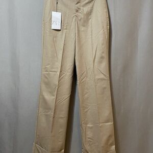 Zara (NWT) Women's Button Fly, Mid Rise Cuffed Straight Leg Trousers